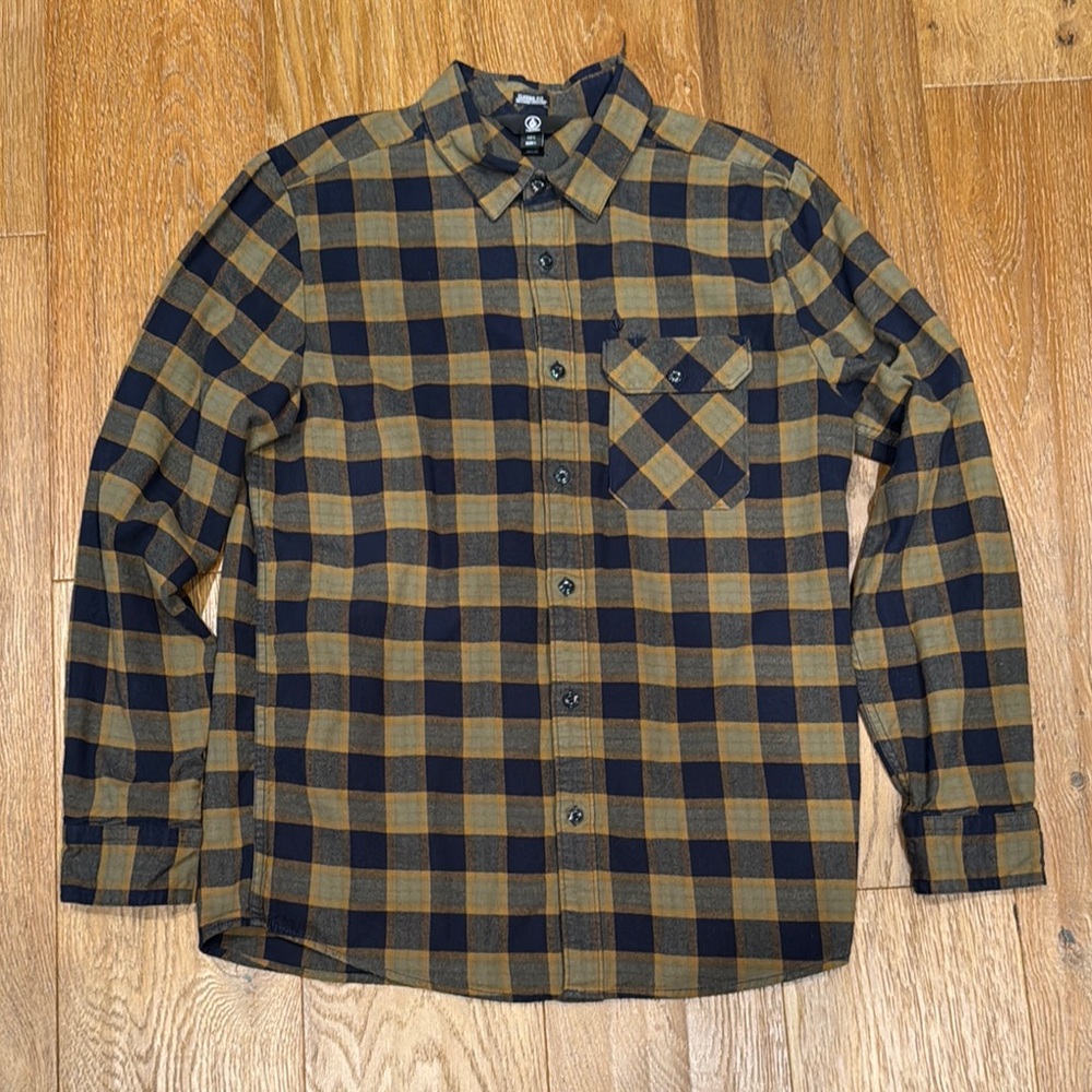Men's blue and Brown Plaid Shirt